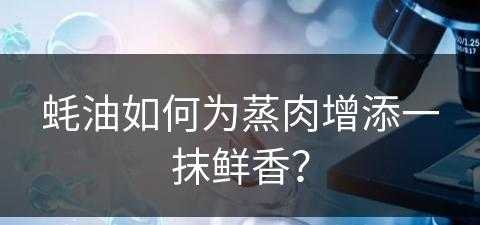 蚝油如何为蒸肉增添一抹鲜香？